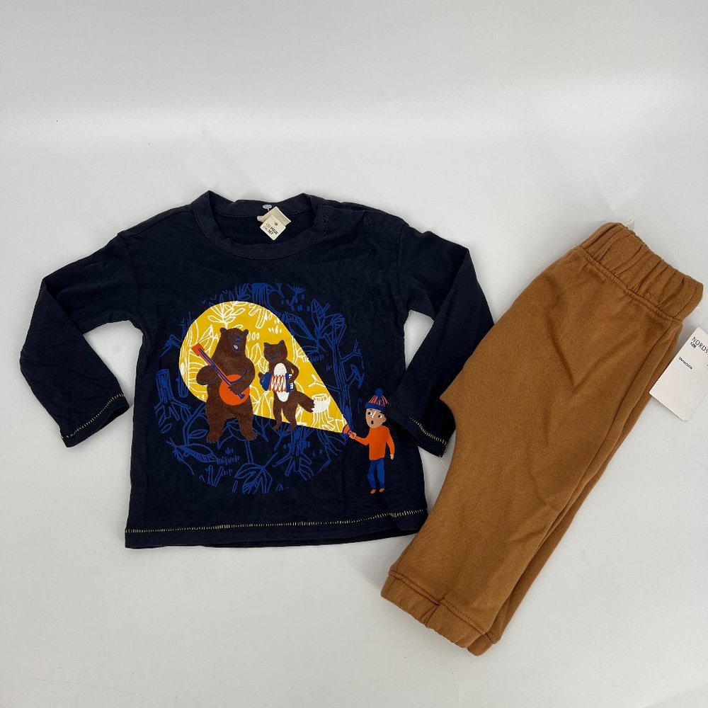 Tucker + Tate Babies' Tee and Pants 2-Piece Set Navy Charcoal Flashlight 12M NWT